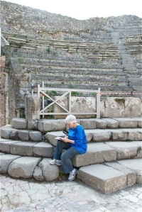 Mum in Theatro Piccolo at Herculanneum, Italy
